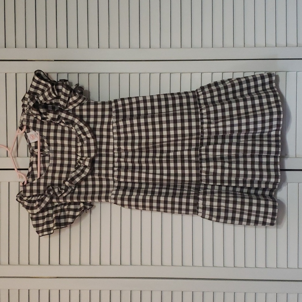 Brown gingham prairie dress